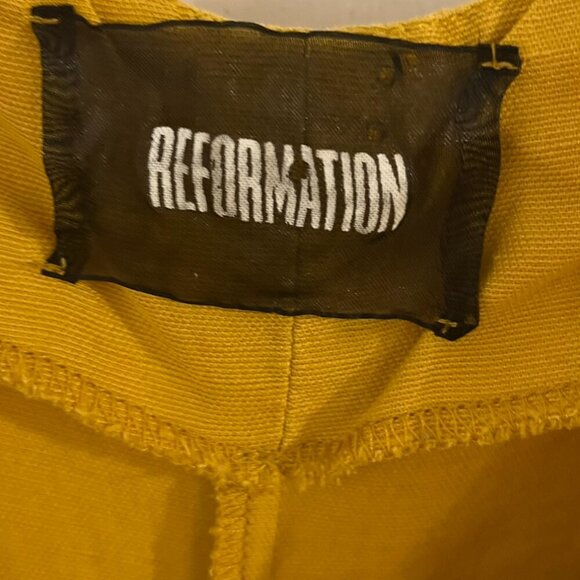 Reformation Woman's Yellow/Mustard Linen Blend Summer Cruz Wrap Dress Sz XS - Picture 7 of 12